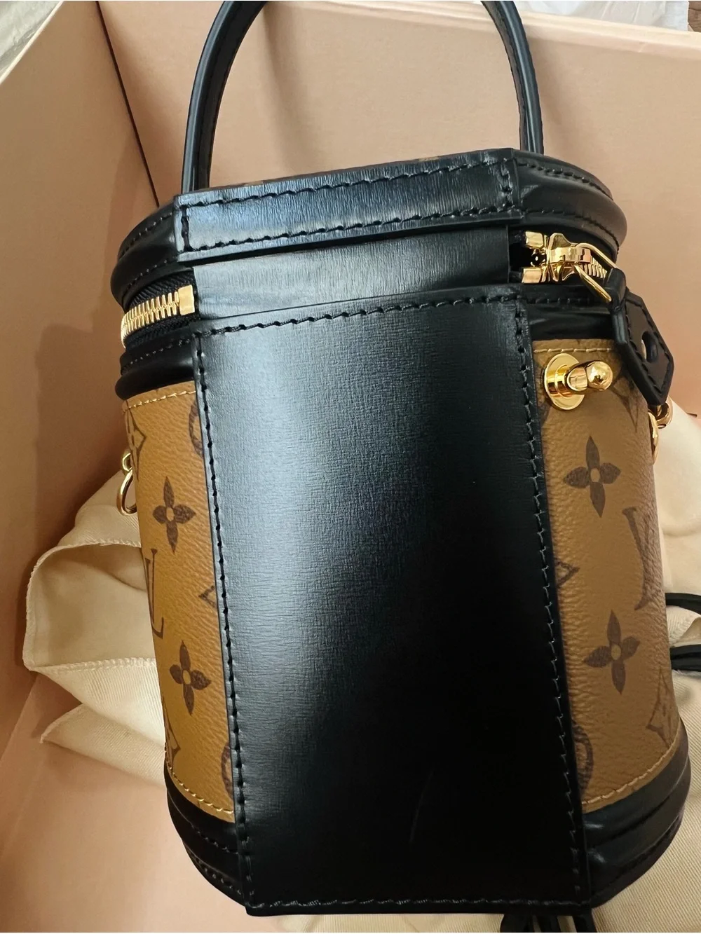 Louis Vuitton Brown Monogram Cylinder Crossbody with Black Trim